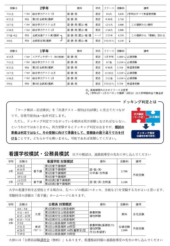 2026模擬試験スケジュール